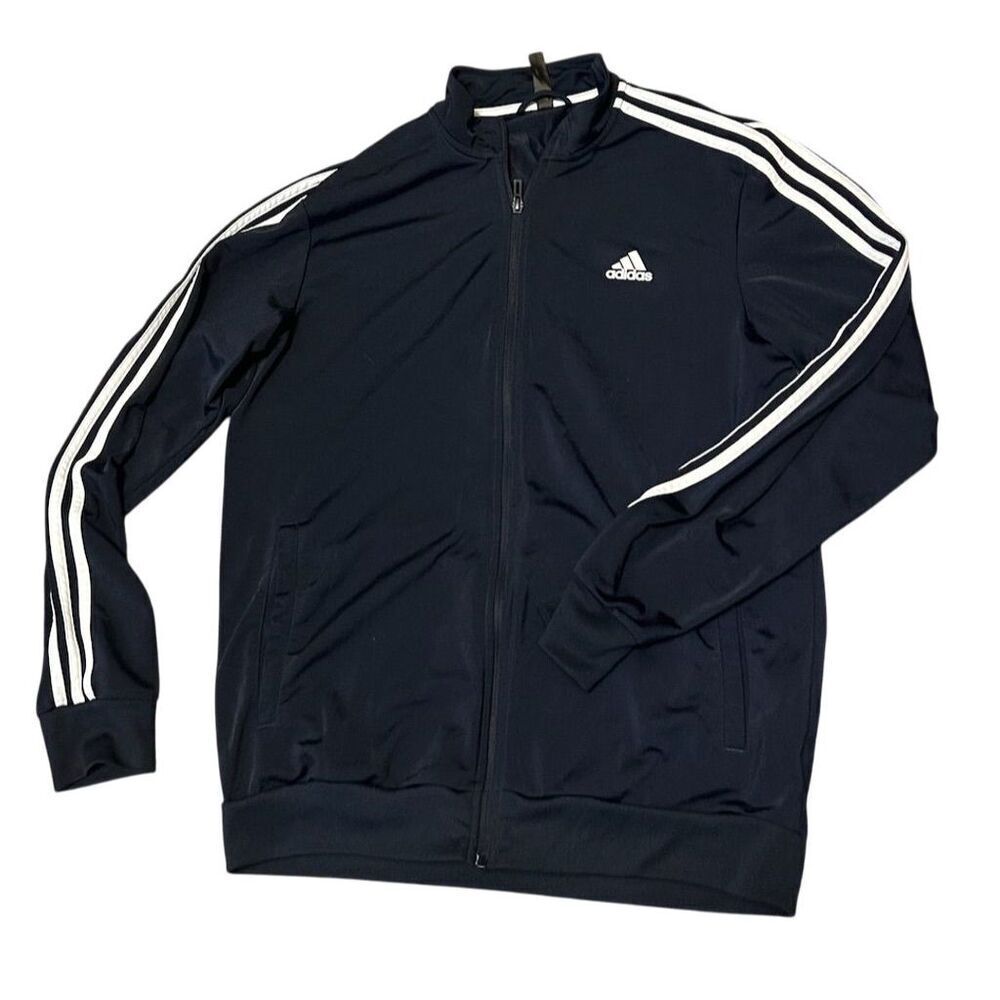 adidas Black Windbreaker Jacket with White Stripes
